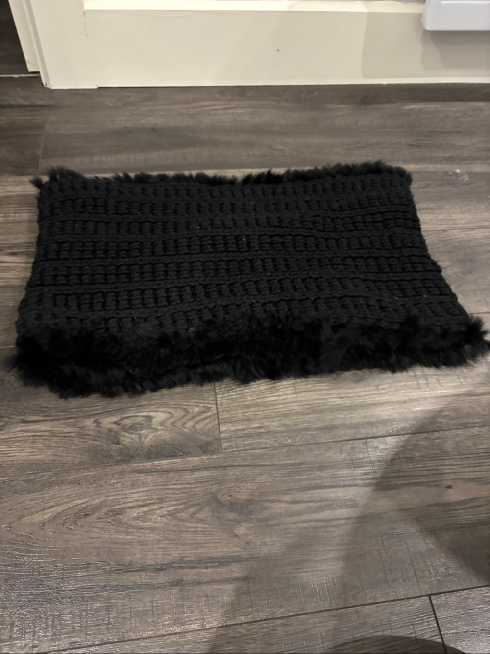 Rudsak Black Knit Fur Trim Infinity Scarf - Picture 1 of 6